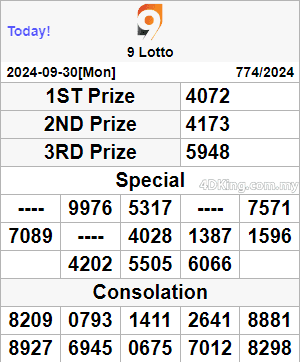 9 Lotto 4D result today 01 Oct 2024