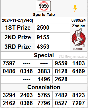 Sports Toto 4D result today 30 November 2024